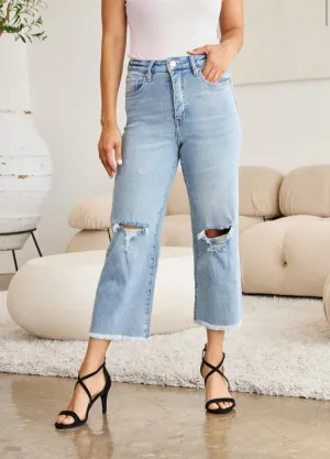 Raw Hem High Waisted Tummy Control Jeans- Potassium