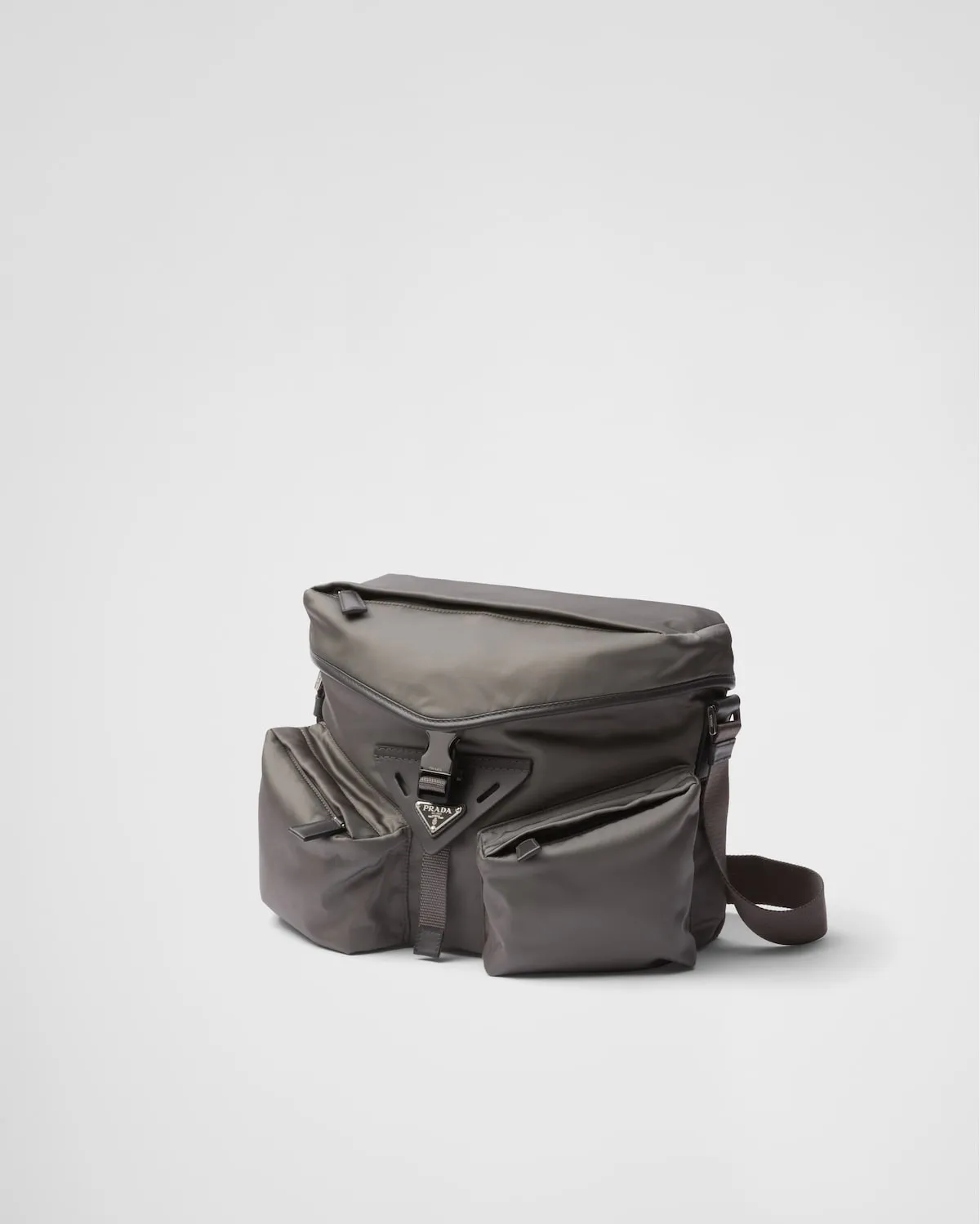 Re-Nylon and leather shoulder bag
