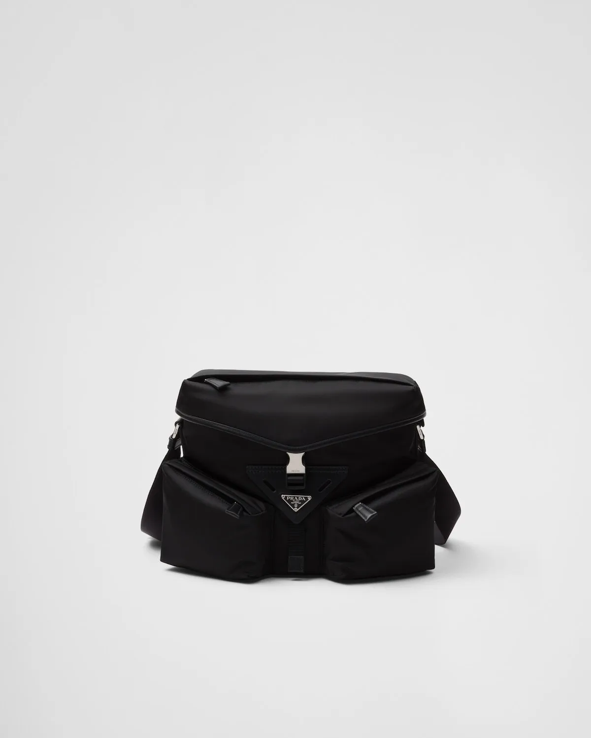 Re-Nylon and leather shoulder bag