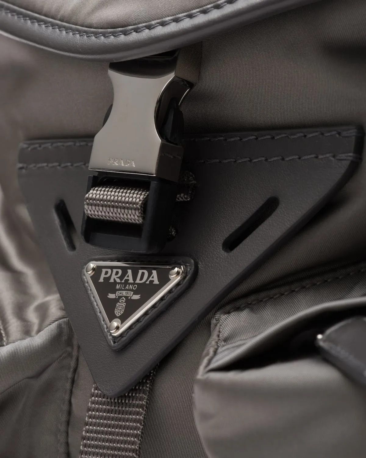 Re-Nylon and leather shoulder bag