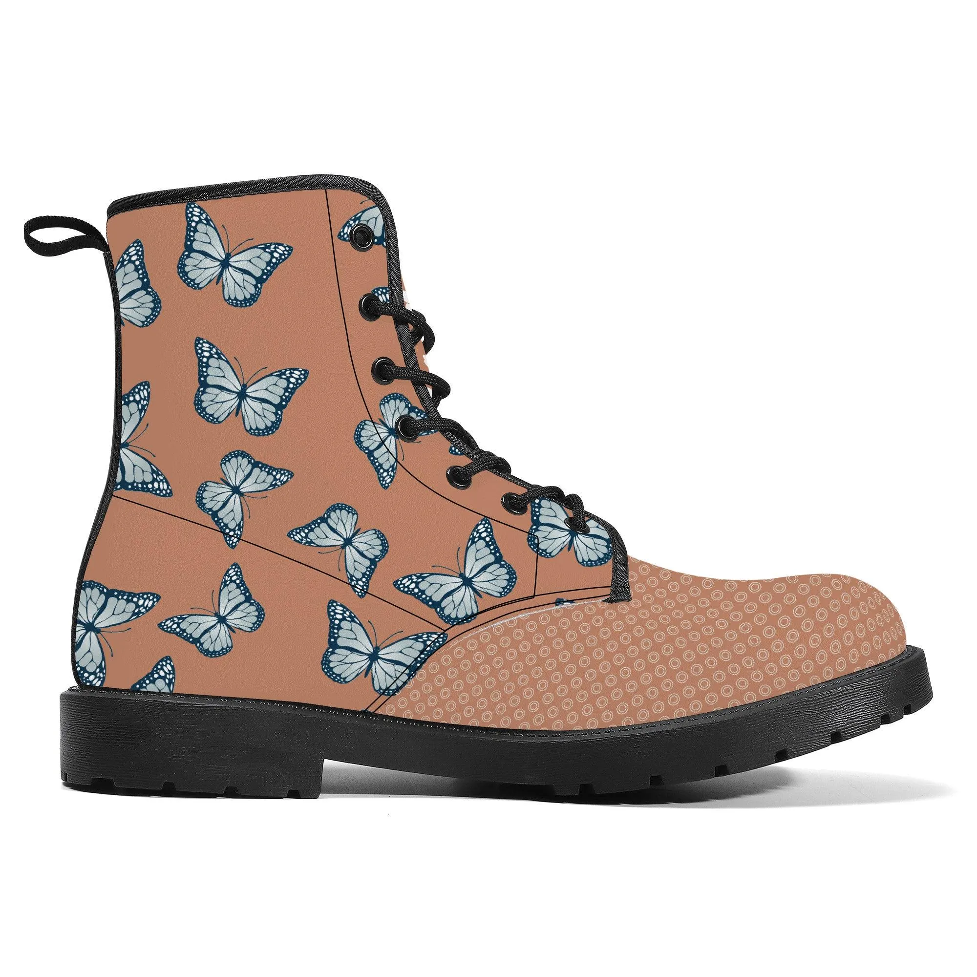 Red Amber Butterfly Vegan Leather Boots
