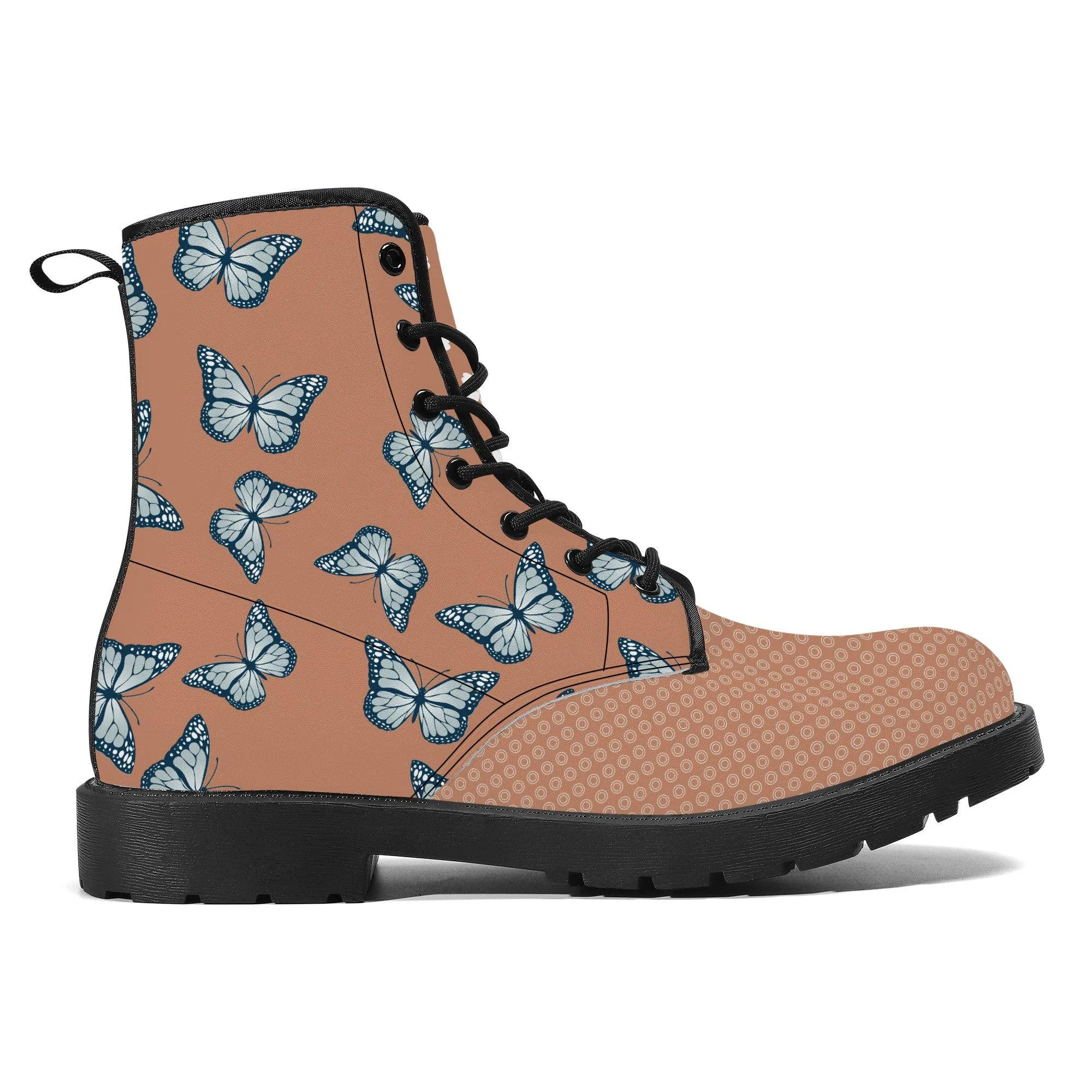 Red Amber Butterfly Vegan Leather Boots