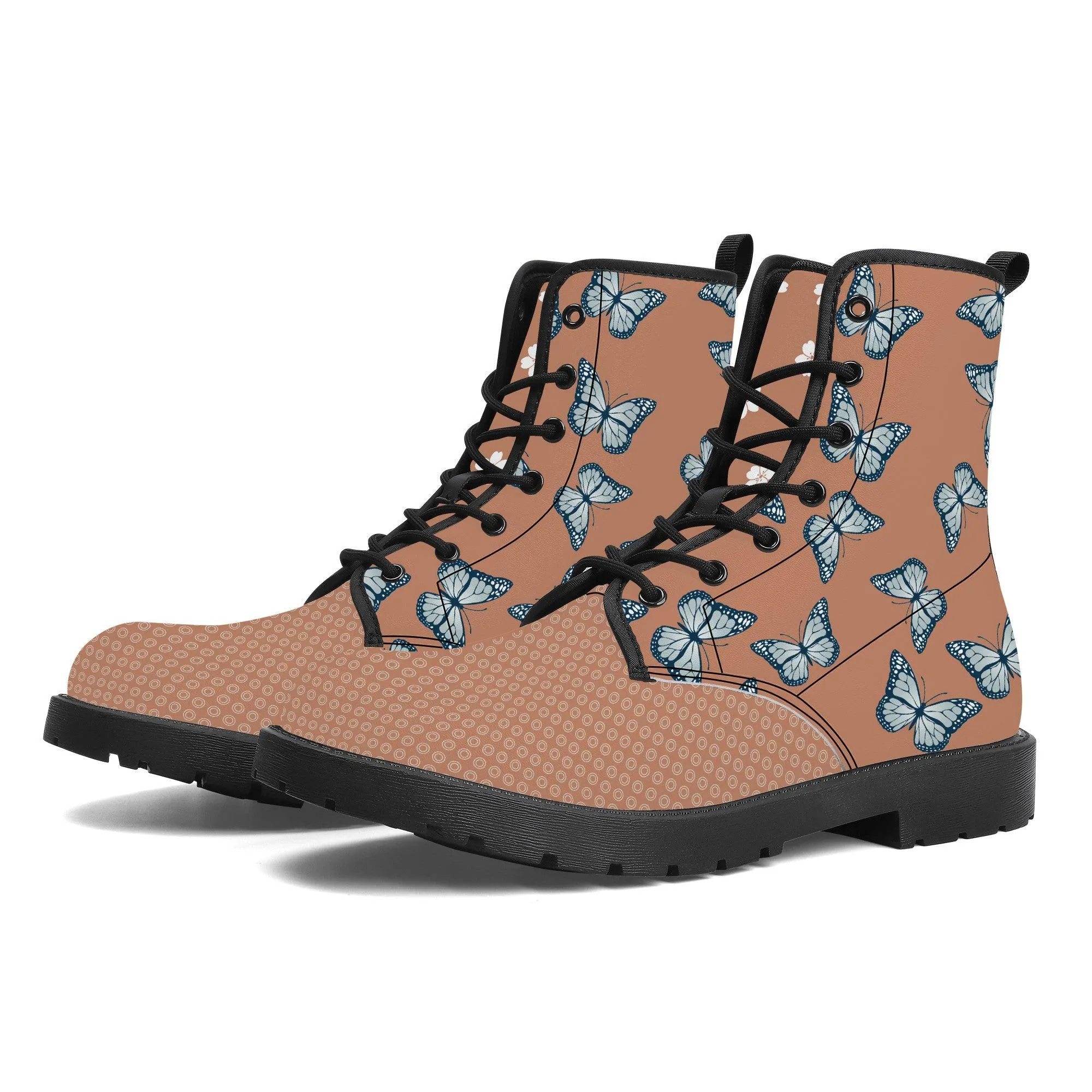 Red Amber Butterfly Vegan Leather Boots