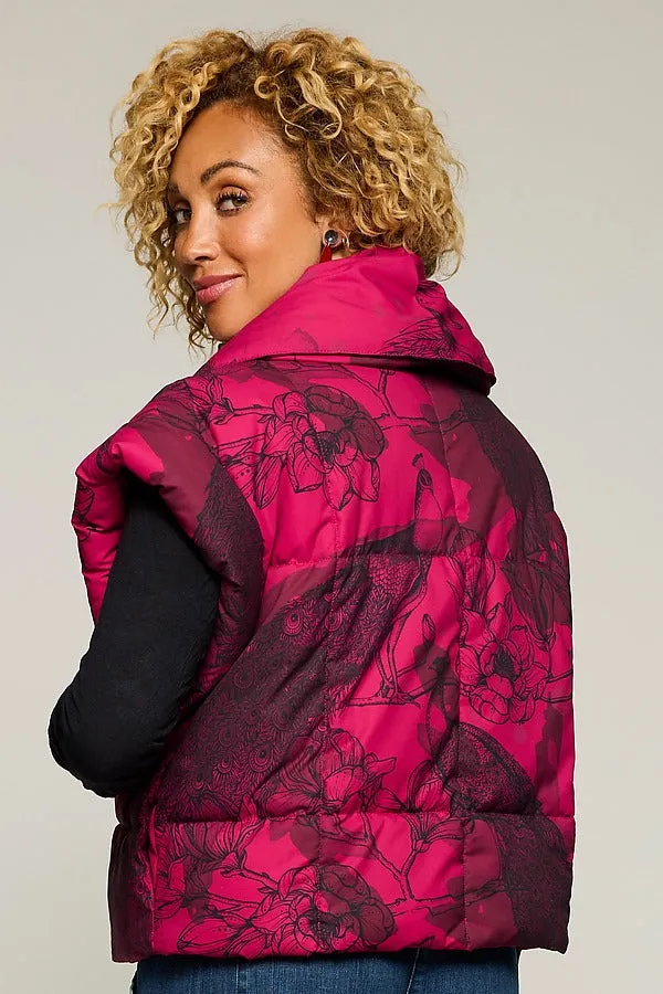 Red Convertible Puffer Coat Vest