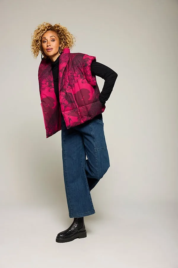 Red Convertible Puffer Coat Vest