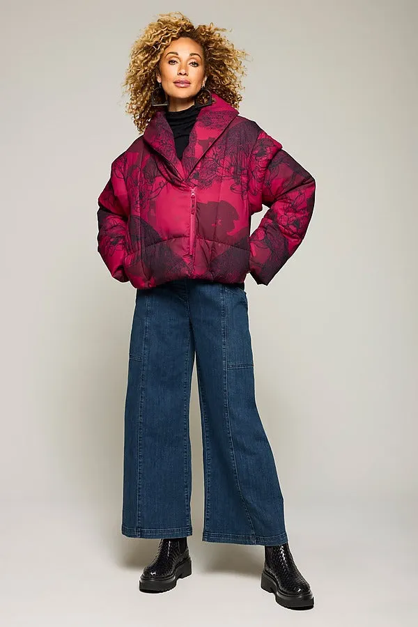 Red Convertible Puffer Coat Vest