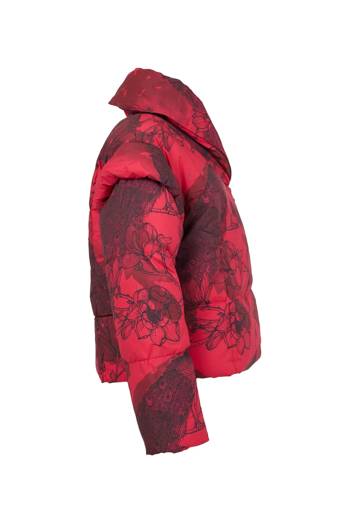 Red Convertible Puffer Coat Vest