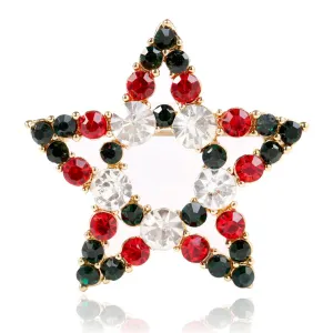 Red Cubic Zirconia & 18K Gold-Plated Openwork Star Brooch