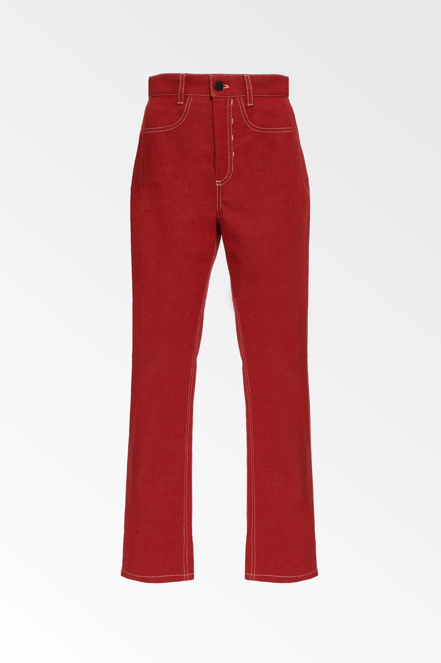 Red high waisted cropped jean