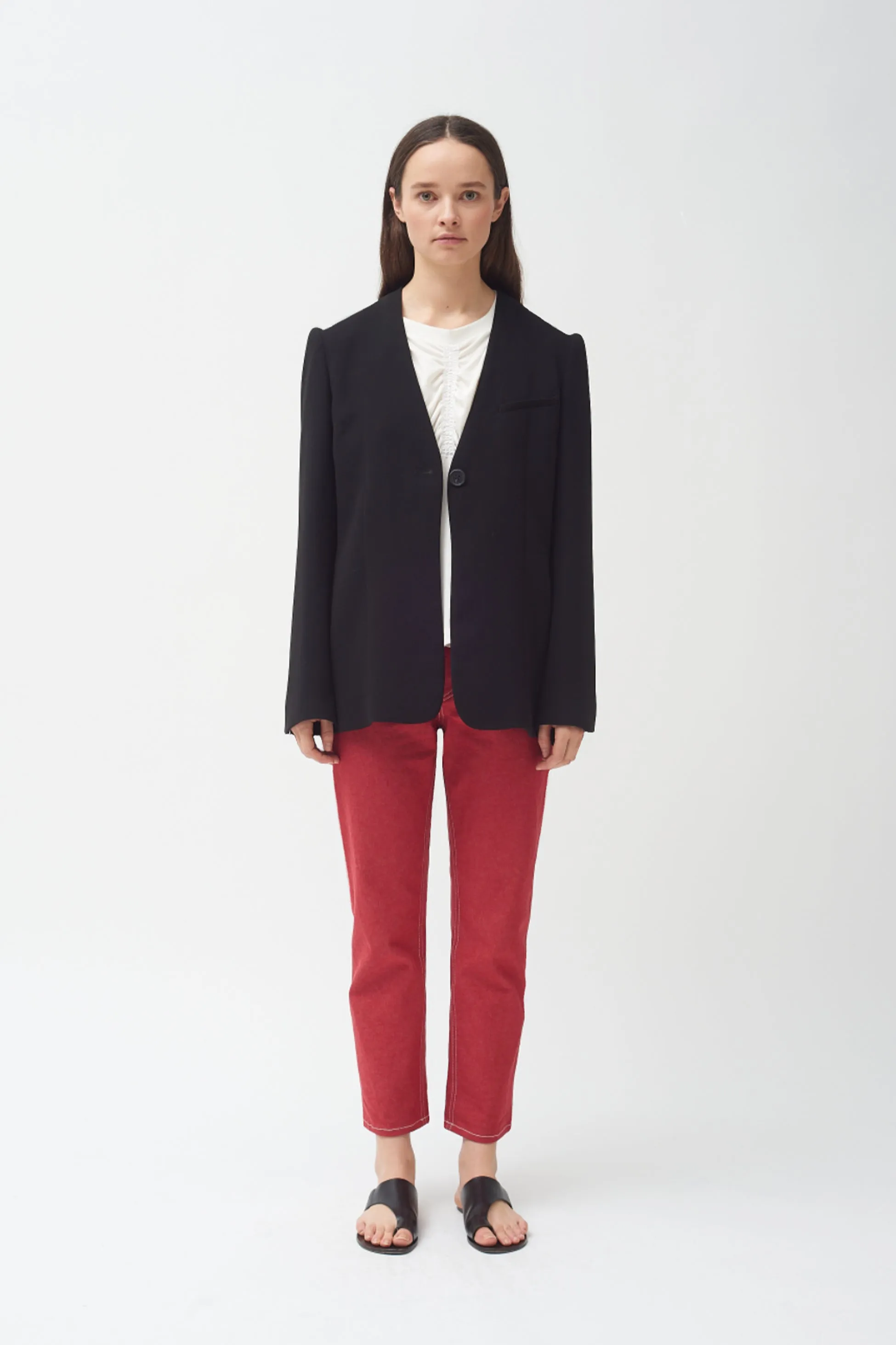 Red high waisted cropped jean