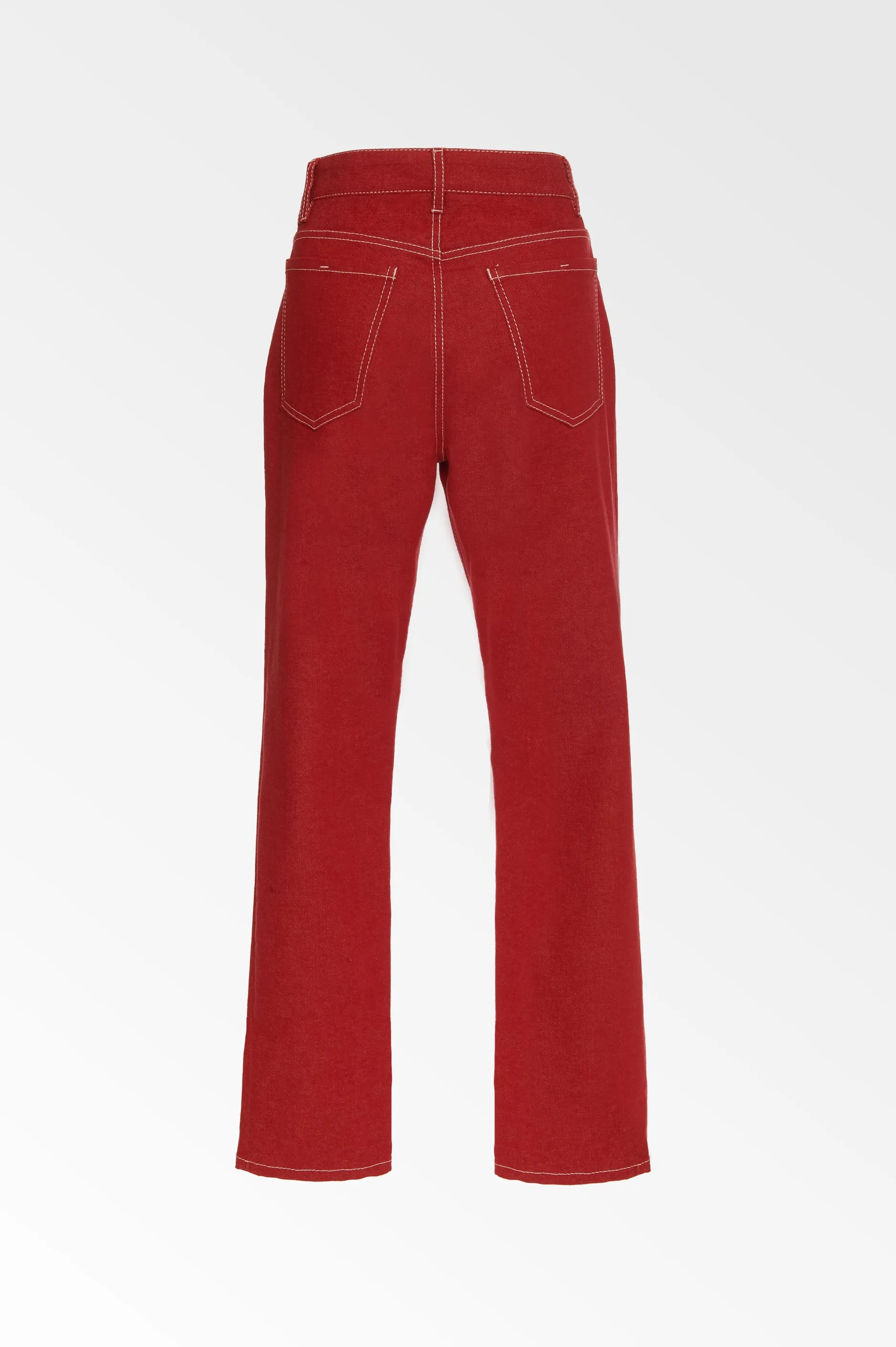 Red high waisted cropped jean