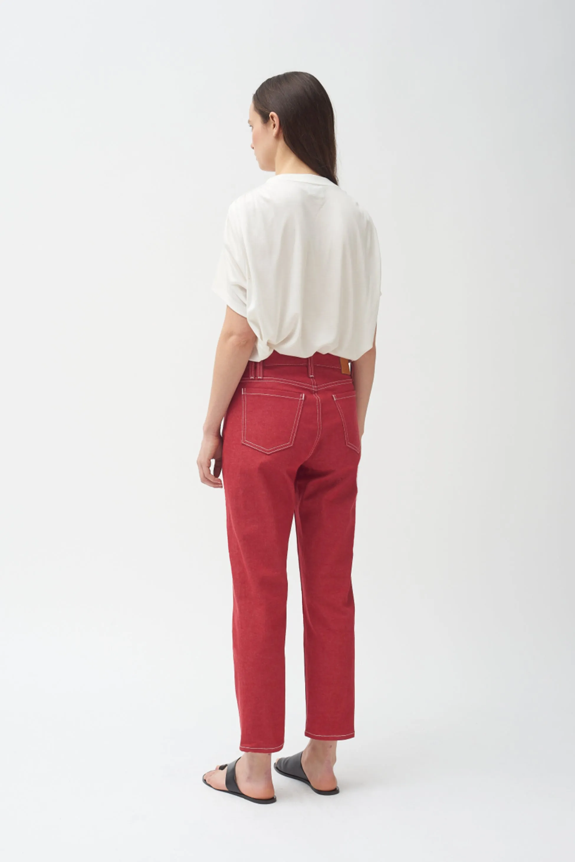 Red high waisted cropped jean