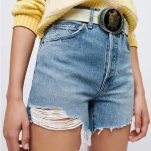 Re/Done 50s Cut Off Button Fly Distressed Denim Shorts Medium Raf 30
