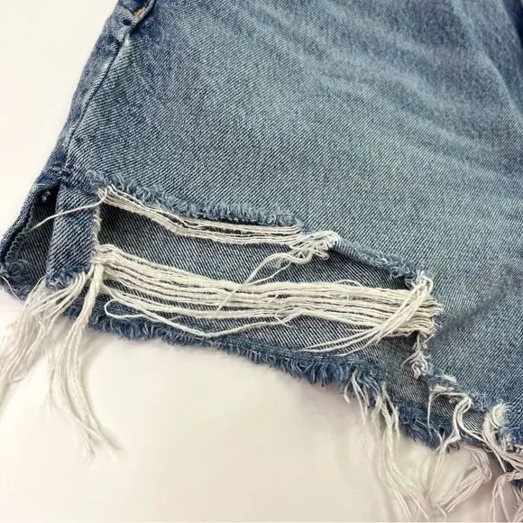 Re/Done 50s Cut Off Button Fly Distressed Denim Shorts Medium Raf 30