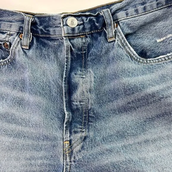 Re/Done 50s Cut Off Button Fly Distressed Denim Shorts Medium Raf 30