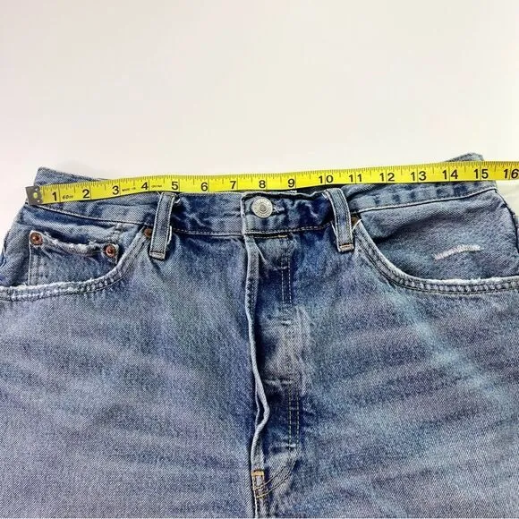 Re/Done 50s Cut Off Button Fly Distressed Denim Shorts Medium Raf 30