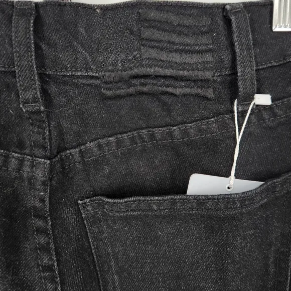 REVICE Ex-Boyfriend Ripped High Waisted Straight Leg Jean Black SZ 24 NWT