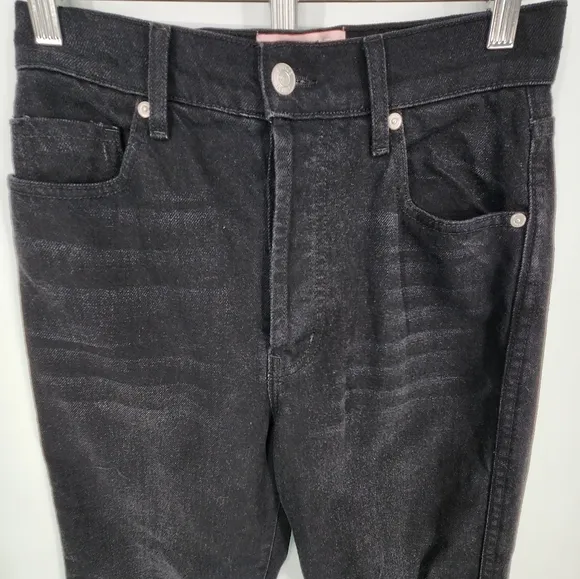 REVICE Ex-Boyfriend Ripped High Waisted Straight Leg Jean Black SZ 24 NWT