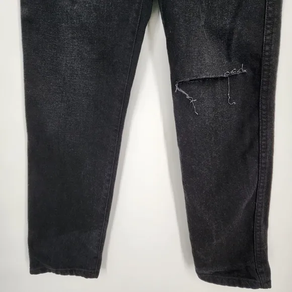 REVICE Ex-Boyfriend Ripped High Waisted Straight Leg Jean Black SZ 24 NWT