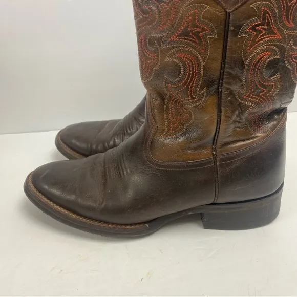Rio Grande Brown Leather Cowboy Western Boots Embroidered 27.5 8.5 Men’s