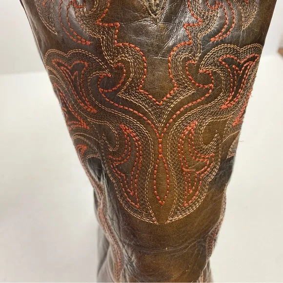 Rio Grande Brown Leather Cowboy Western Boots Embroidered 27.5 8.5 Men’s