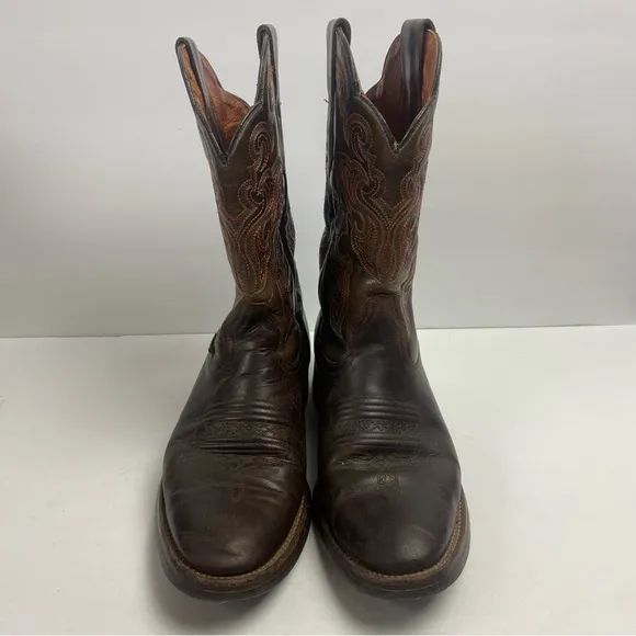Rio Grande Brown Leather Cowboy Western Boots Embroidered 27.5 8.5 Men’s