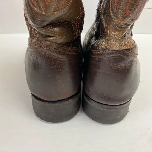 Rio Grande Brown Leather Cowboy Western Boots Embroidered 27.5 8.5 Men’s