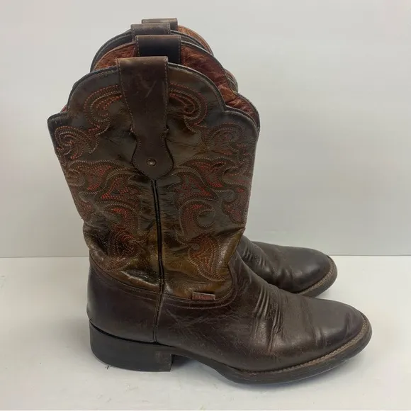 Rio Grande Brown Leather Cowboy Western Boots Embroidered 27.5 8.5 Men’s