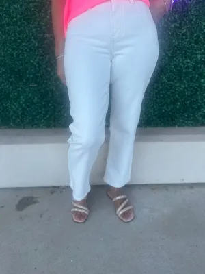 Risen Cream MR Cropped Jeans