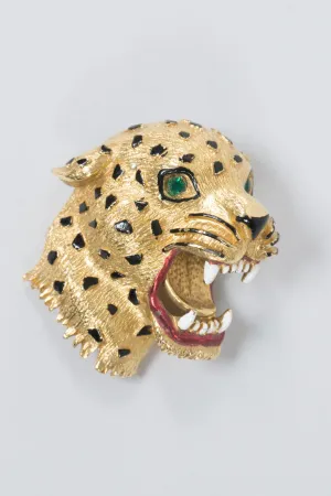 Roaring Leopard Brooch