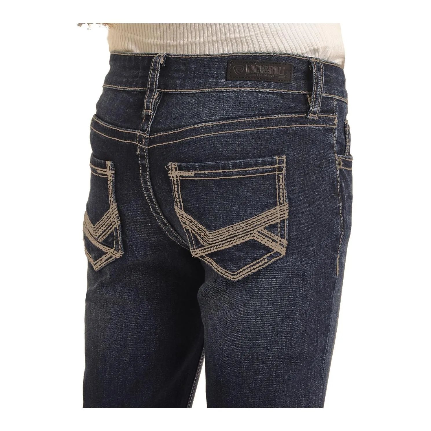 Rock & Roll Girls' Jean - Steer Head pockets, Medium Vintage Bootcut BG4MDO3700