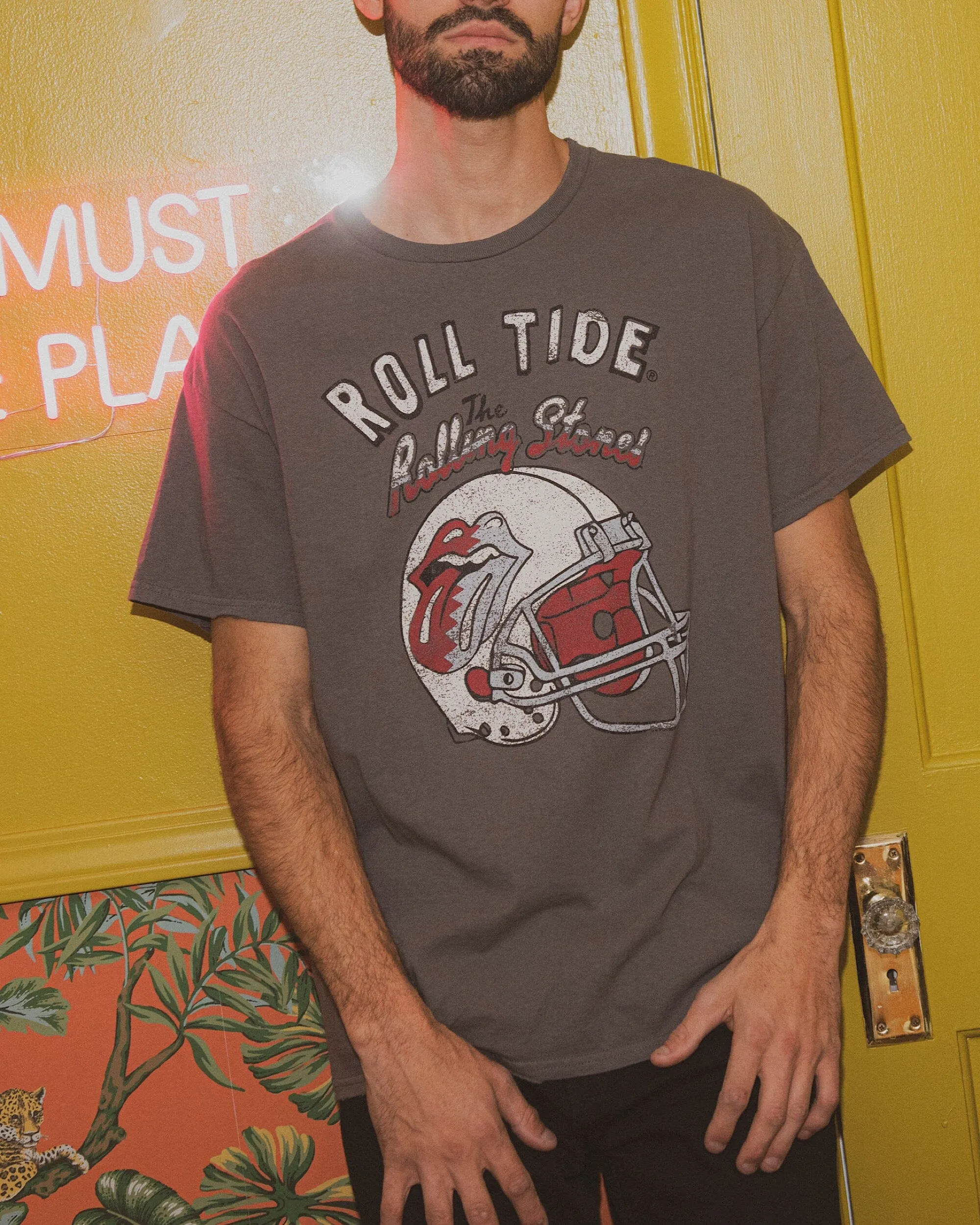 Rolling Stones University of Alabama Helmet Lick Charcoal Thrifted Tee