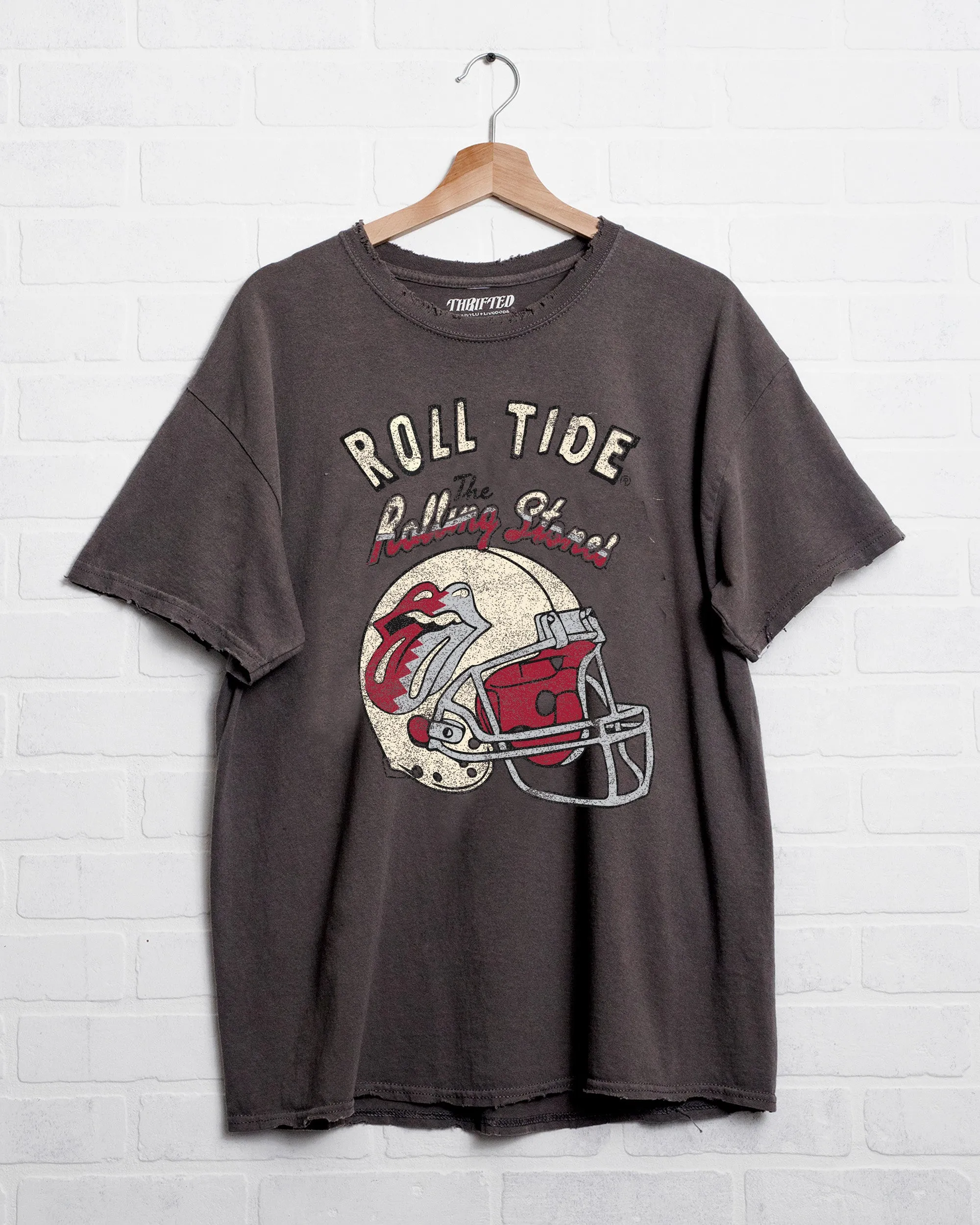 Rolling Stones University of Alabama Helmet Lick Charcoal Thrifted Tee