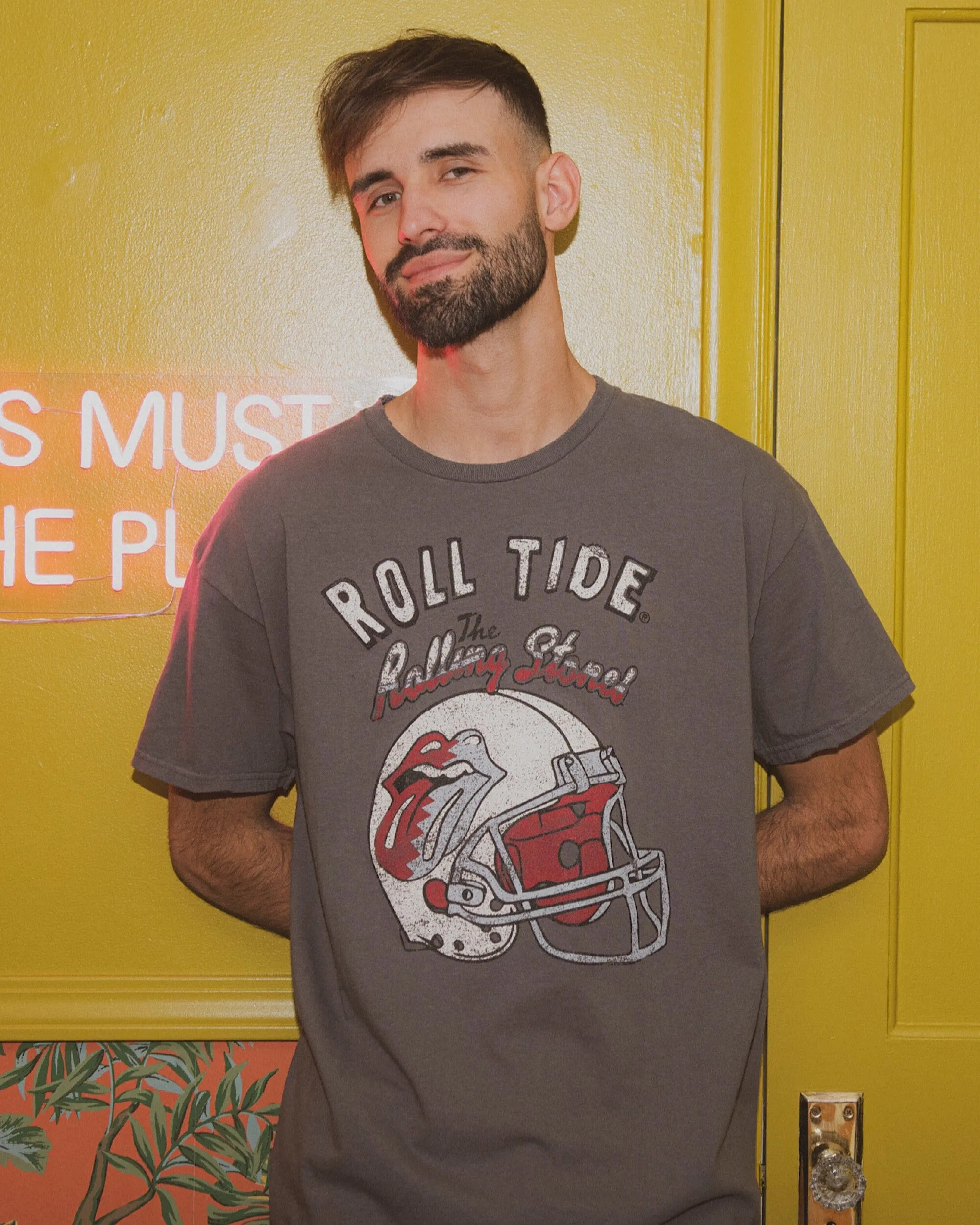 Rolling Stones University of Alabama Helmet Lick Charcoal Thrifted Tee