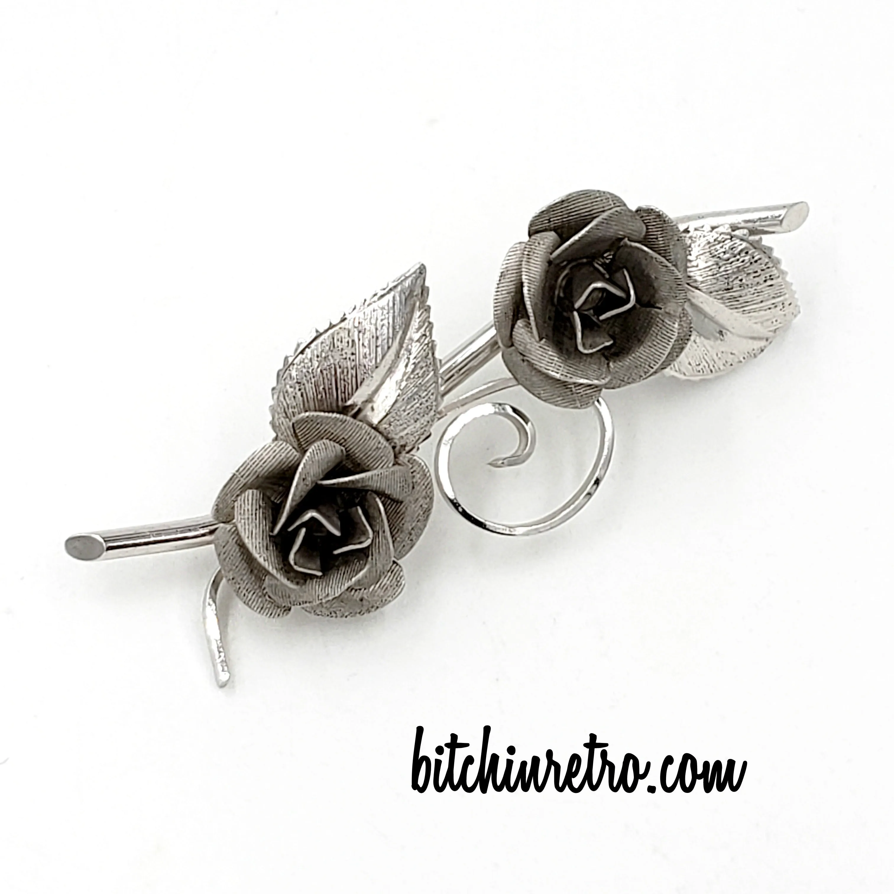 Rolyn R Inc Vintage Sterling Silver Brooch Set With Matching Earrings