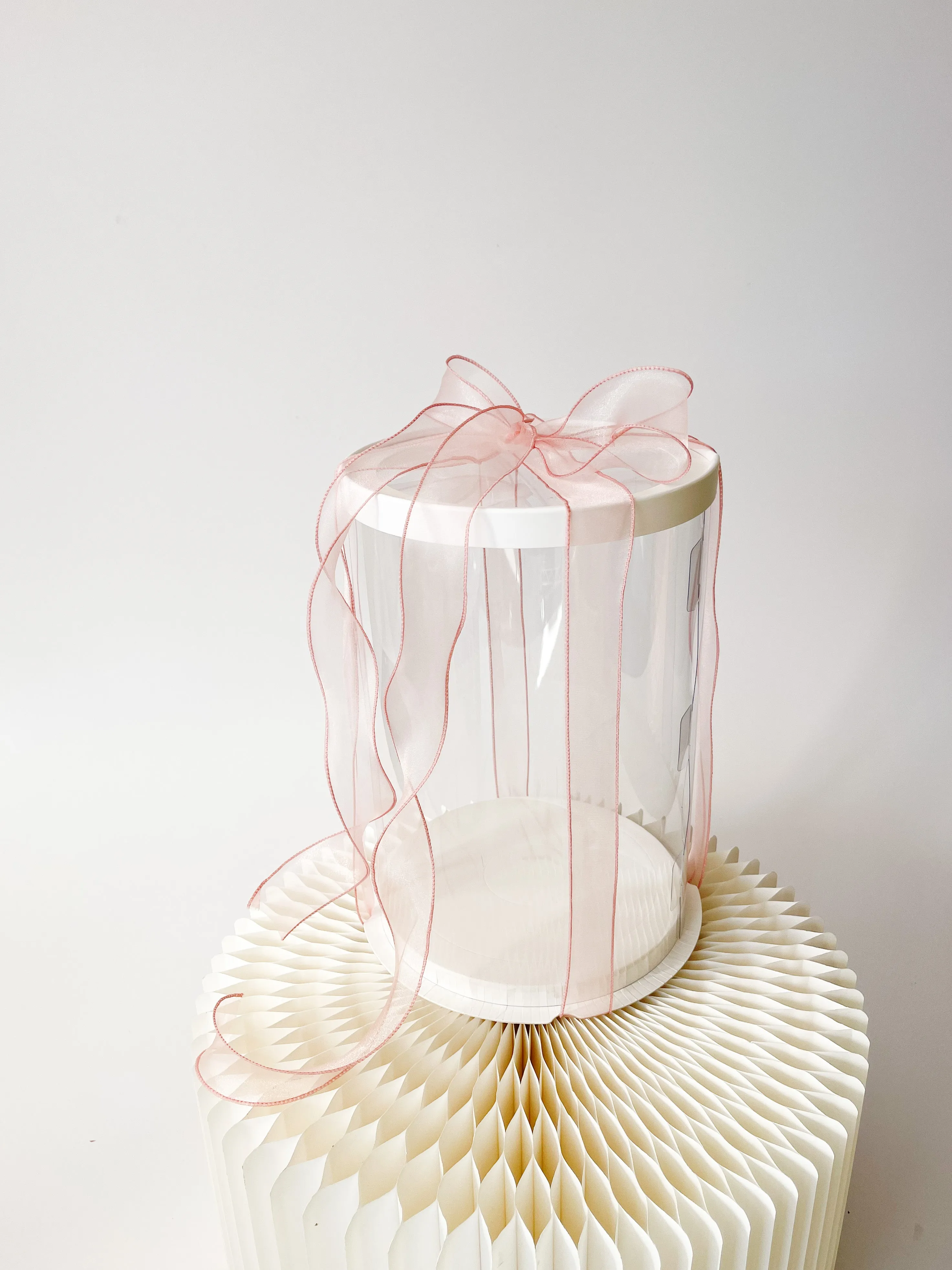 Round Clear display Box with White Base And Lid In variety size