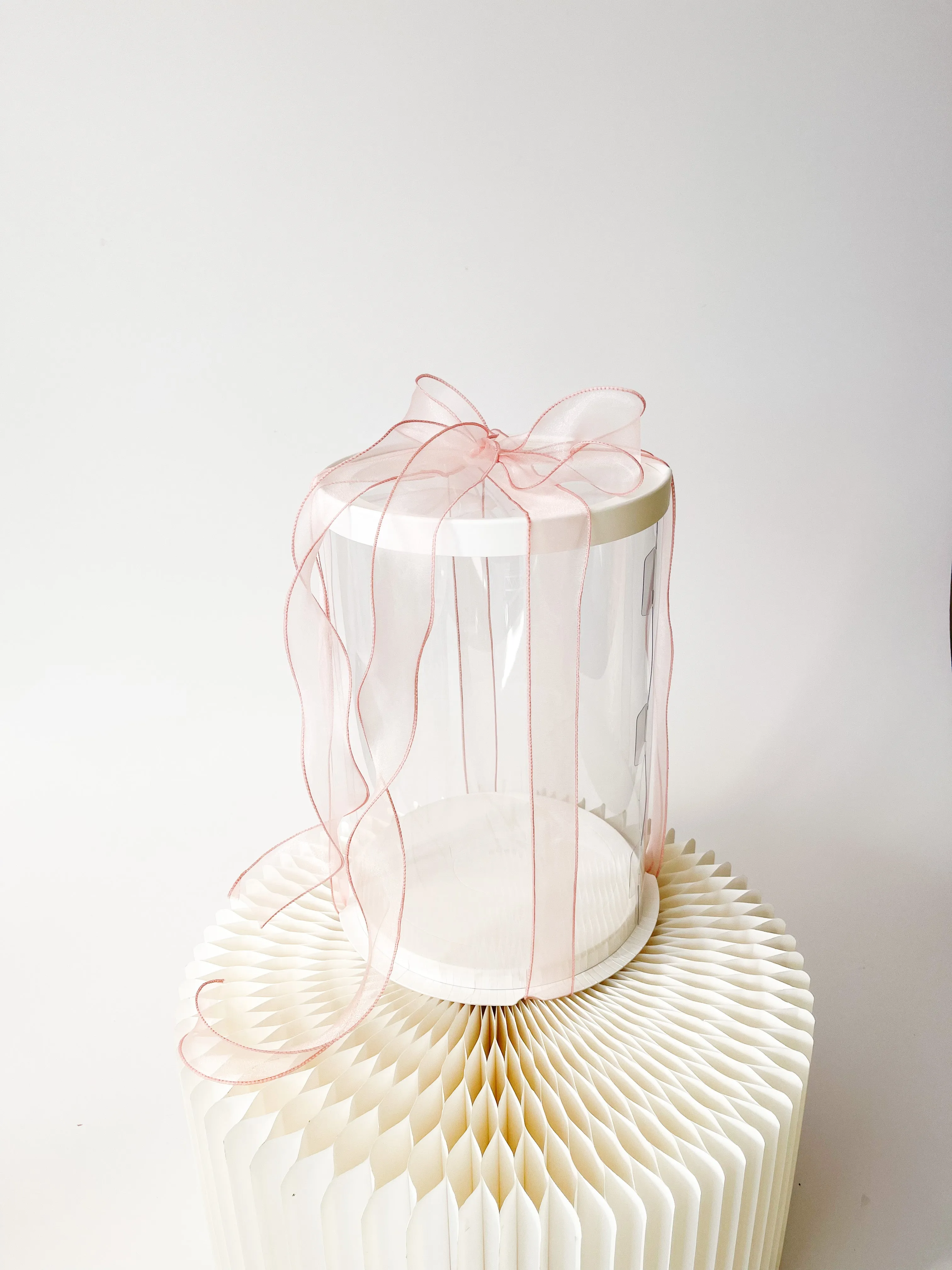 Round Clear display Box with White Base And Lid In variety size