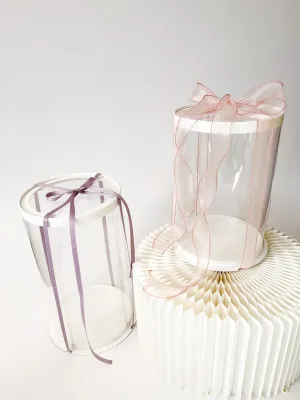 Round Clear display Box with White Base And Lid In variety size