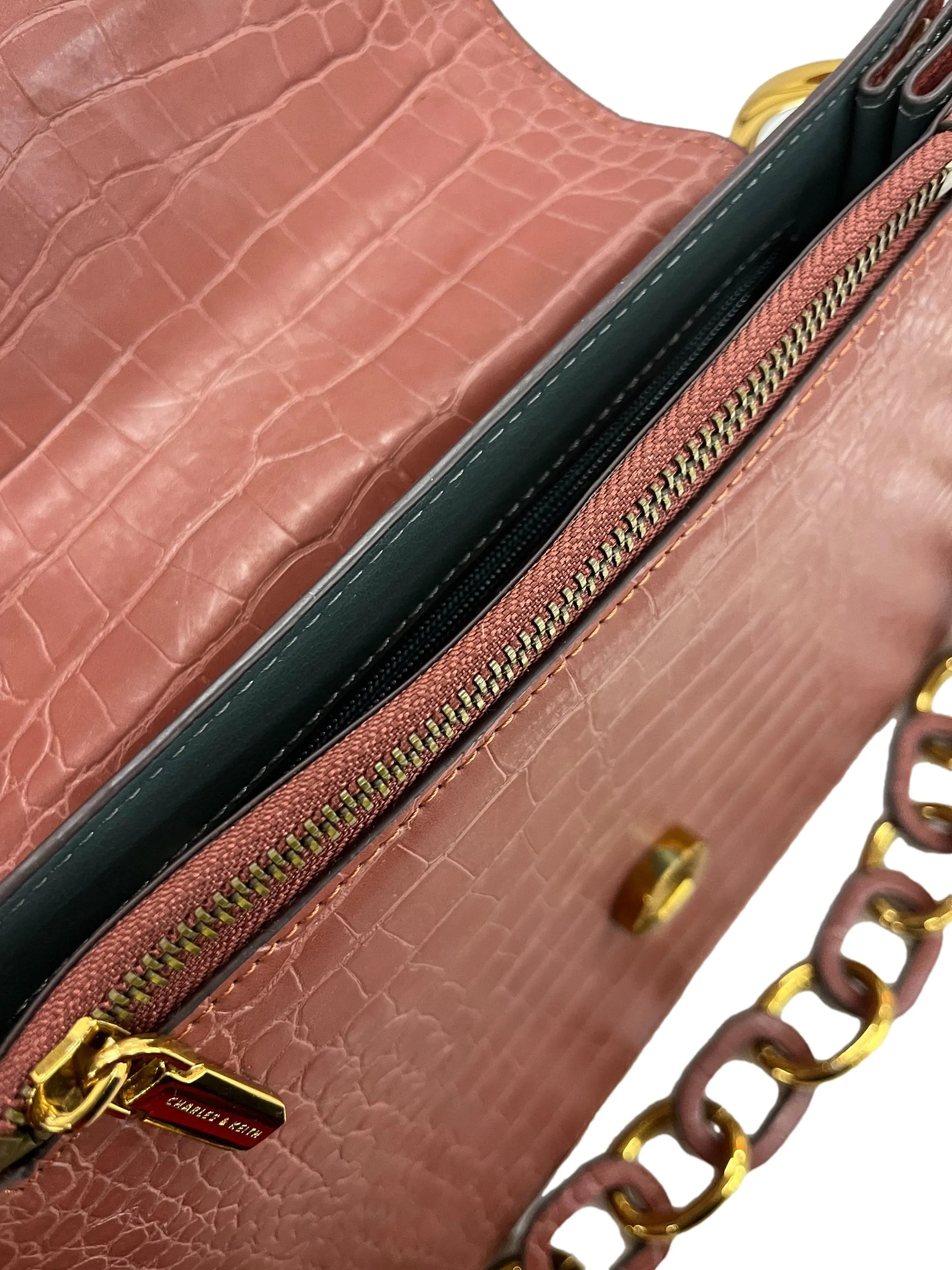 Rust Croc Chain Bag