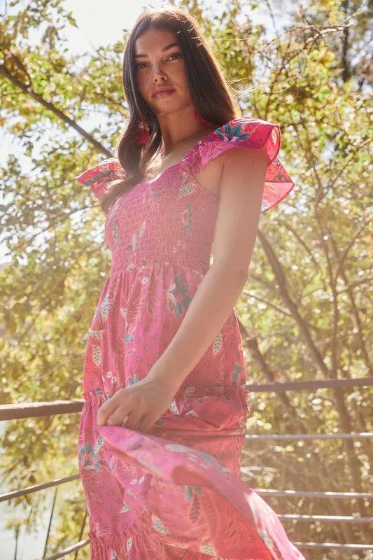 Sable Paisley Lou Smocked Tiered Midi Dress