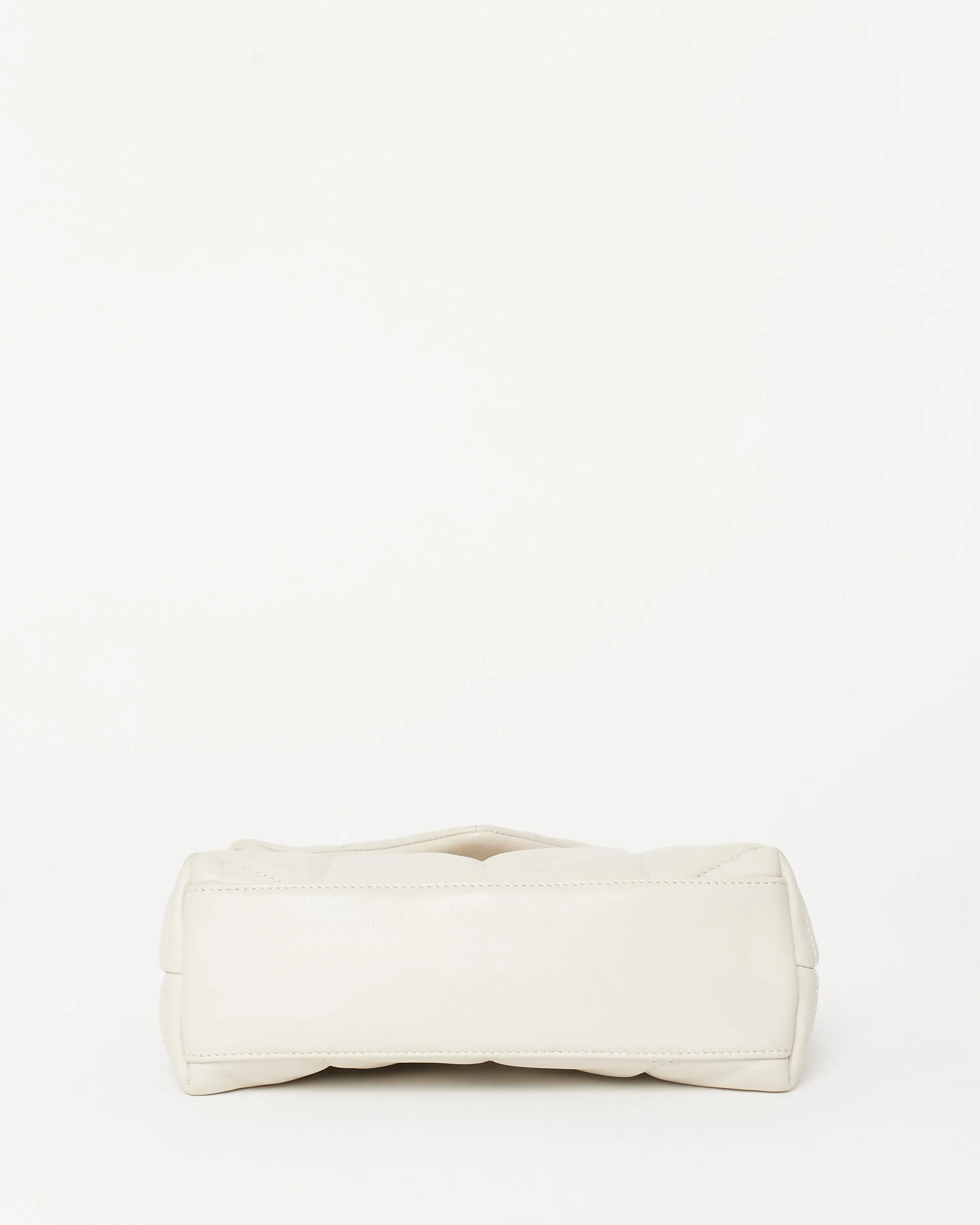 Saint Laurent Ivory White Leather Toy Puffer Crossbody Bag