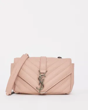 Saint Laurent Light Pink Chevron Matelassé Classic Baby Chain Bag