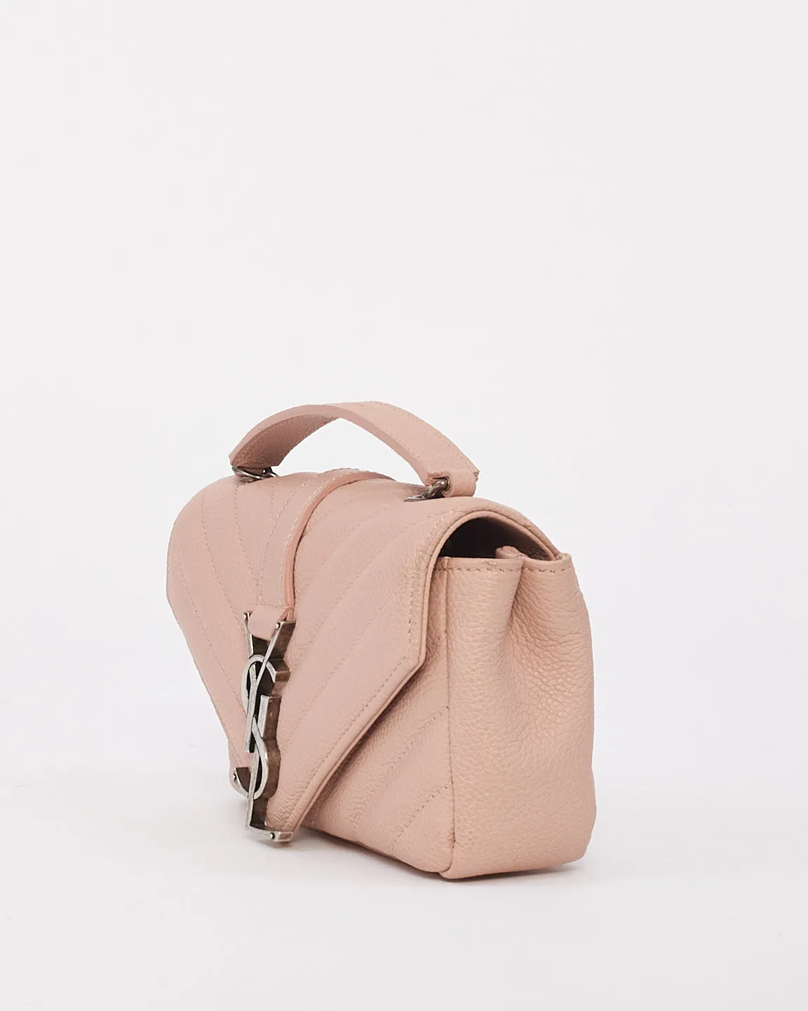 Saint Laurent Light Pink Chevron Matelassé Classic Baby Chain Bag