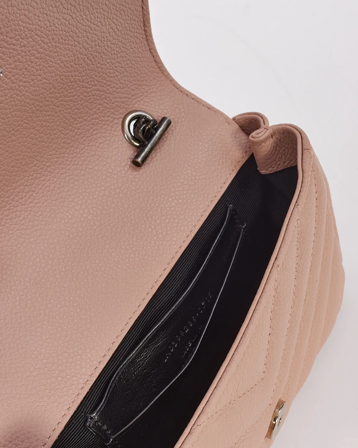 Saint Laurent Light Pink Chevron Matelassé Classic Baby Chain Bag