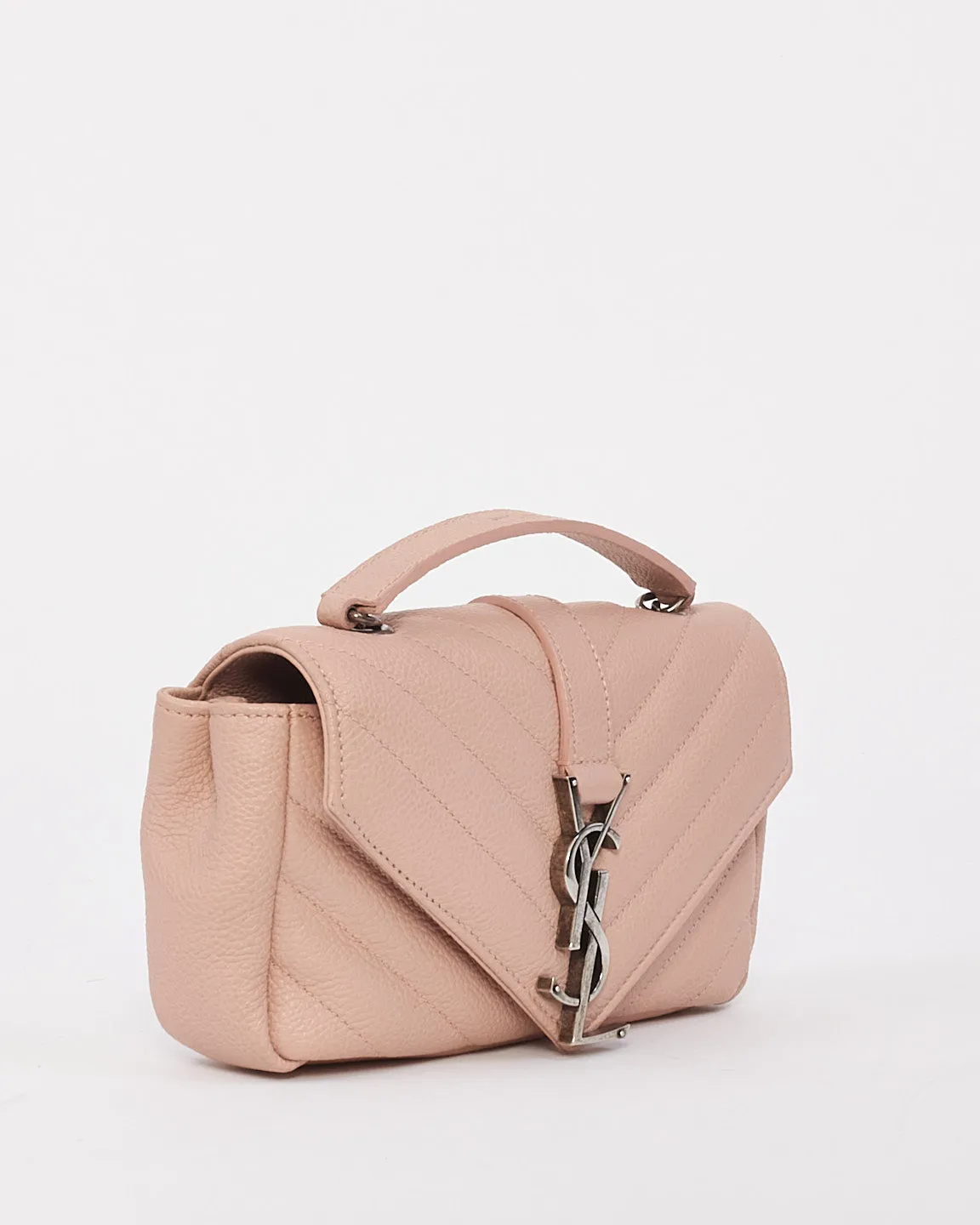 Saint Laurent Light Pink Chevron Matelassé Classic Baby Chain Bag