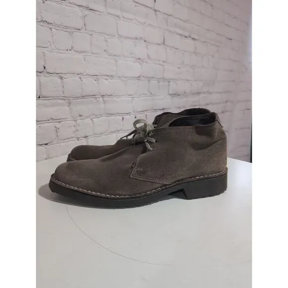 Saks Fifth Avenue Men's Tan Suede Desert Ankle Boots Size 9.5 Rubber Sole EUC