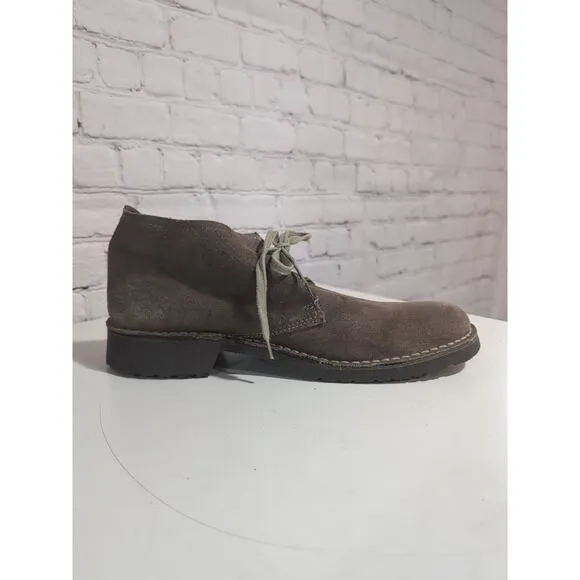 Saks Fifth Avenue Men's Tan Suede Desert Ankle Boots Size 9.5 Rubber Sole EUC