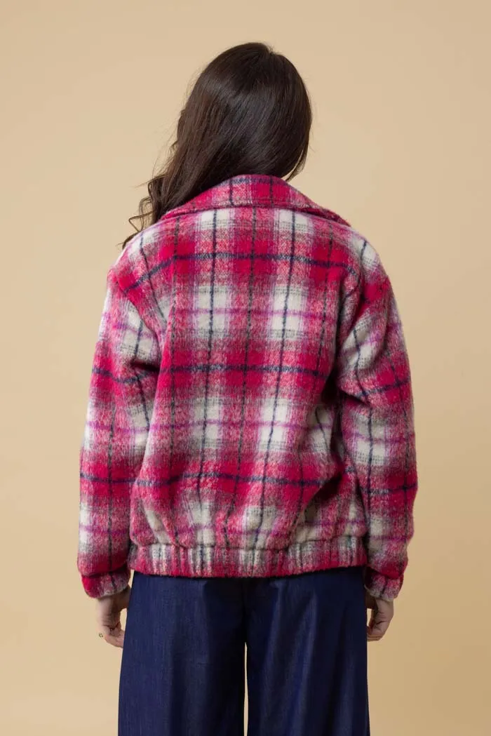 Saskia Bomber Jacket - Pink Tartan