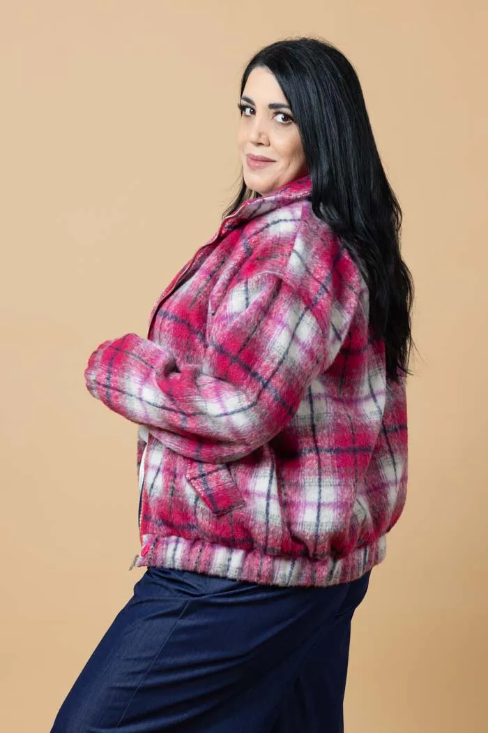 Saskia Bomber Jacket - Pink Tartan