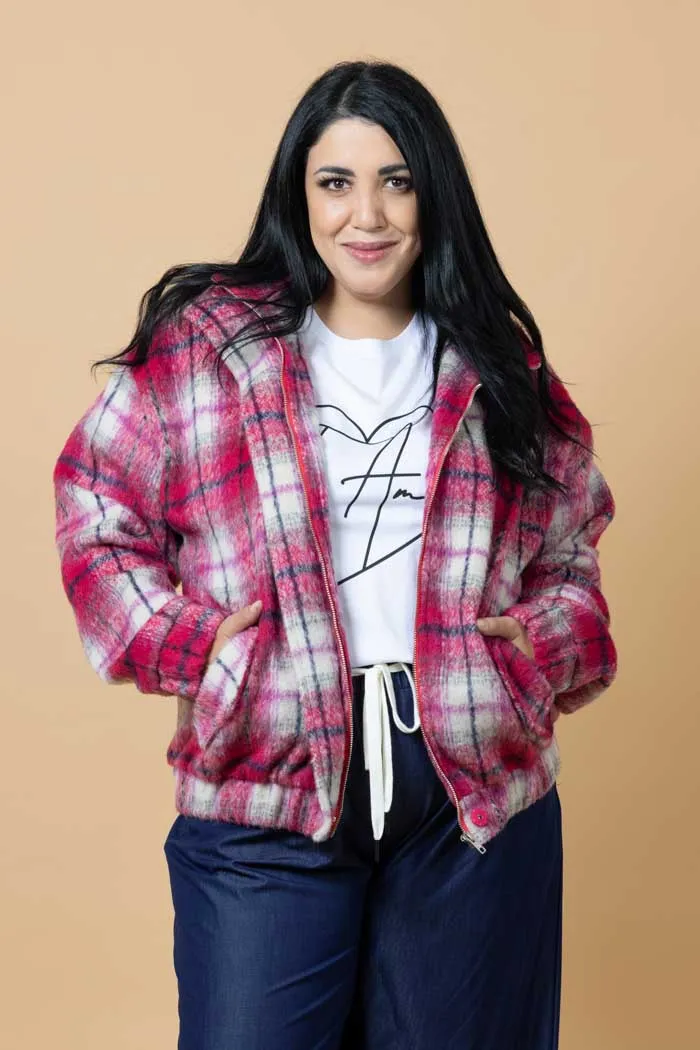 Saskia Bomber Jacket - Pink Tartan
